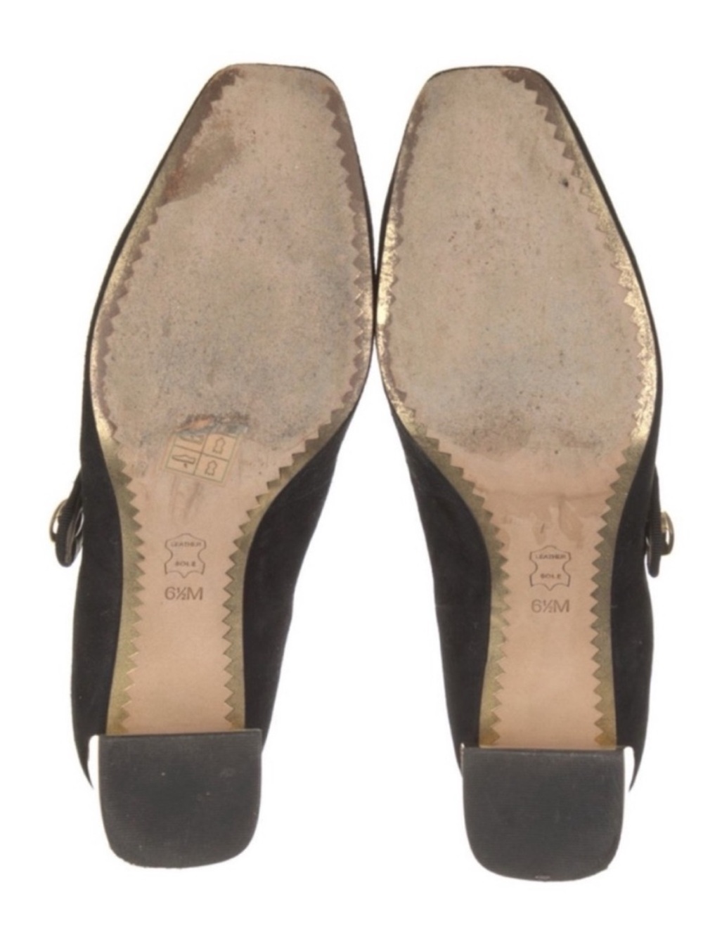 TORY BURCH Marisa Black Suede Mary Jane Gold Block Heel Pump - Picture 10 of 10